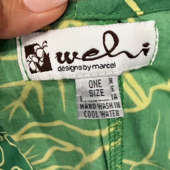 Wehi Designs Hawaii Womens One Size Kalo Taro Print Green Kimono Cardigan - Picture 4 of 10